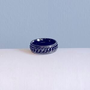 Black Stainless Steel Chain Spinner Ring - 12